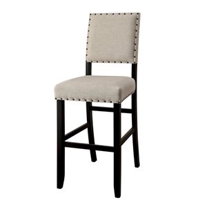 furniture of america sinuata contemporary nailhead trim bar stool in beige and black (set of 2)