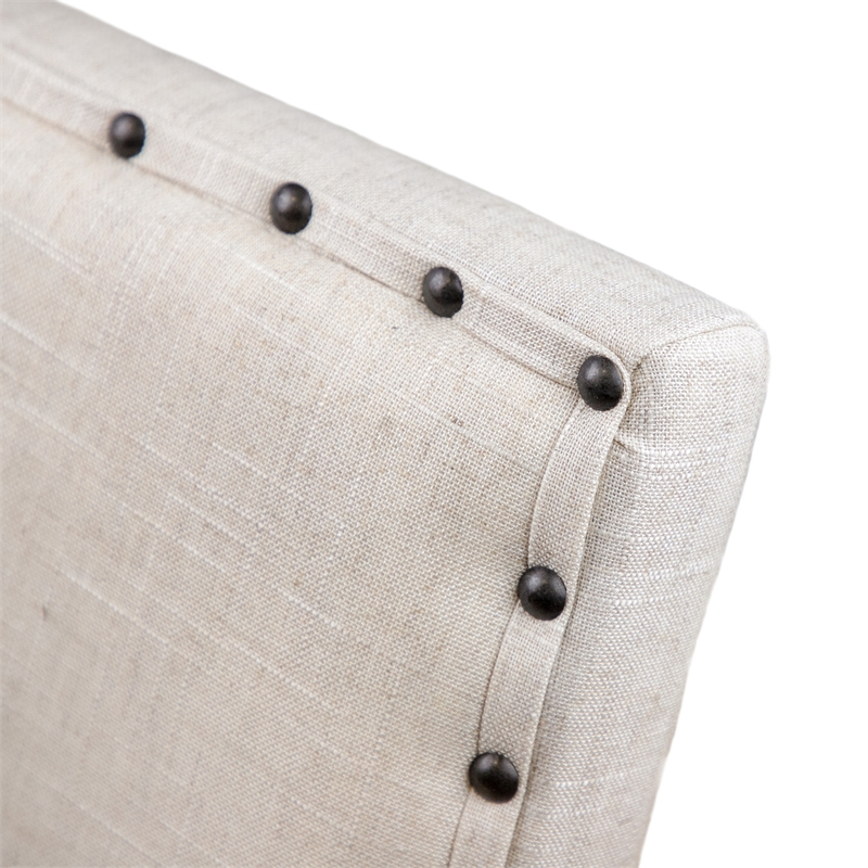 Furniture of America Sinuata Fabric Nailhead Bar Chair in Beige (Set of 2)