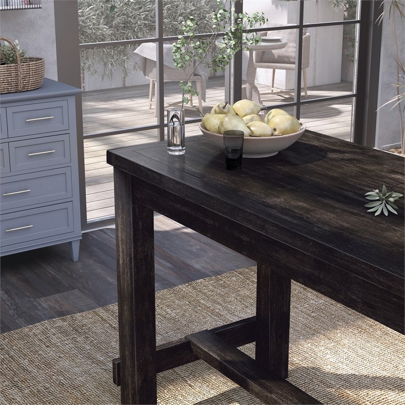 Furniture of America Sinuata Rustic Wood Pub Table in Antique Black