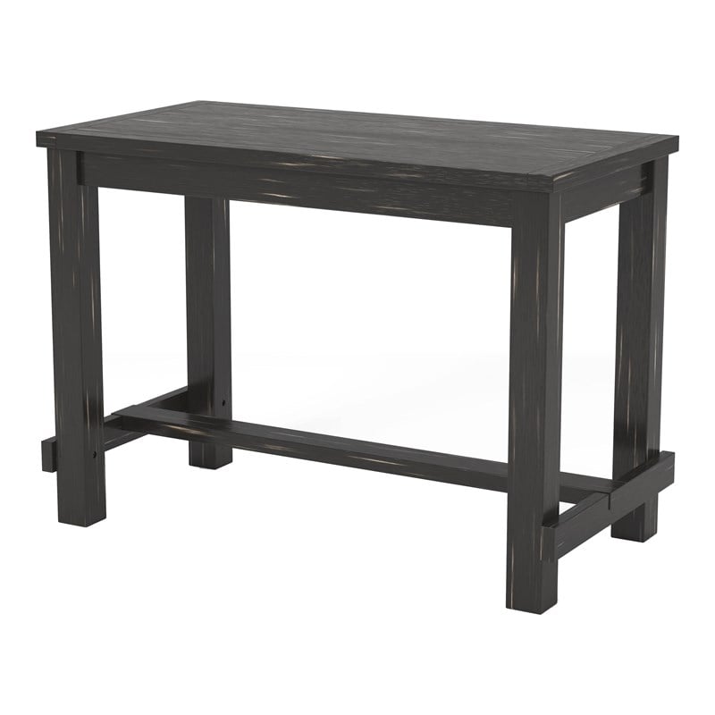Furniture of America Sinuata Rustic Wood Pub Table in Antique Black