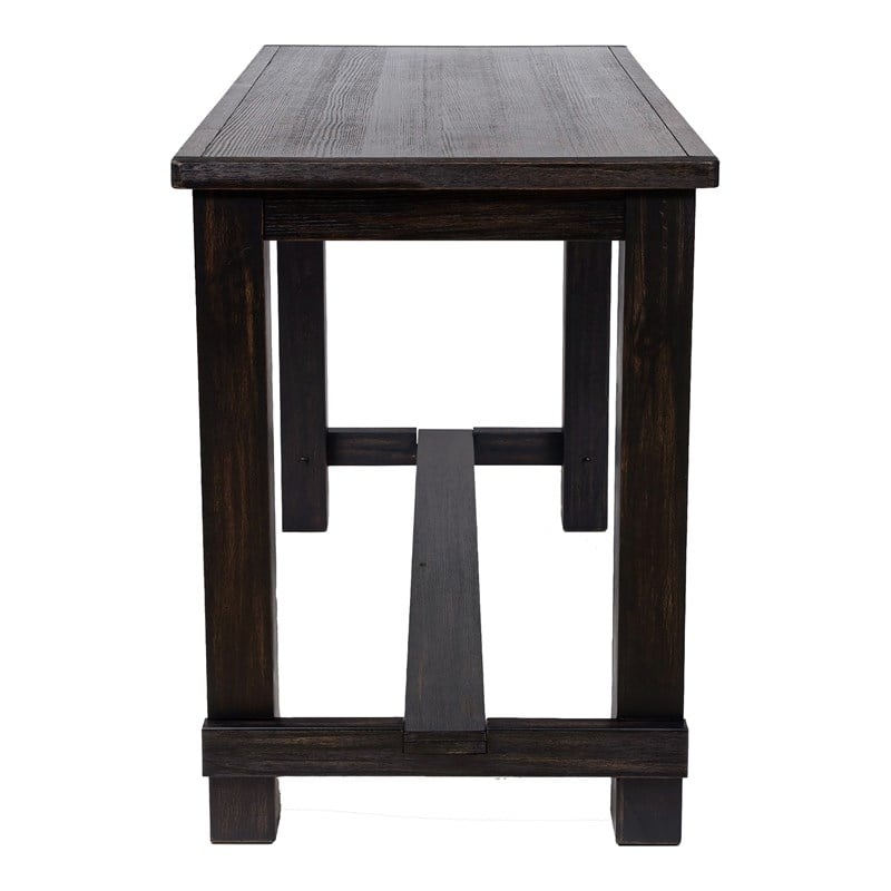 Furniture of America Sinuata Rustic Wood Pub Table in Antique Black