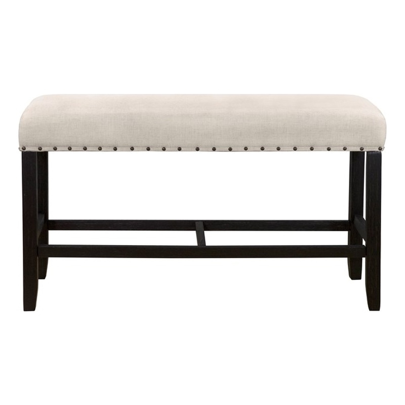 Furniture of America Sinuata Wood Padded Counter Height Bench in Antique Black