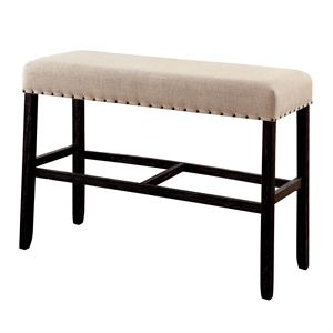 Furniture of America Sinuata Wood Padded Counter Height Bench in Antique Black