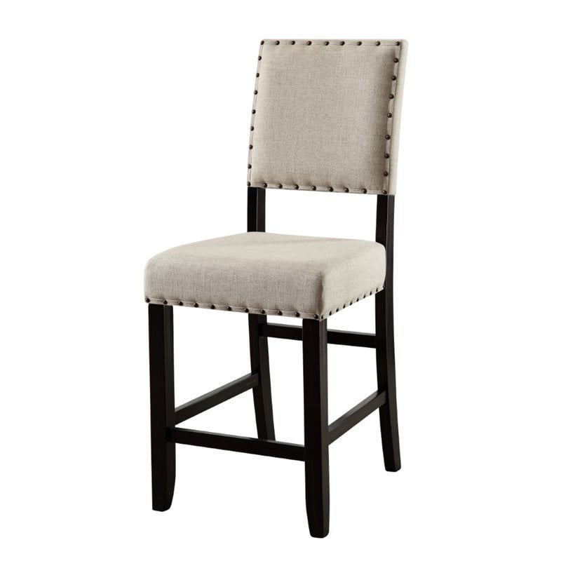 Furniture of America Sinuata Fabric Counter Height Chair in Black (Set of 2)