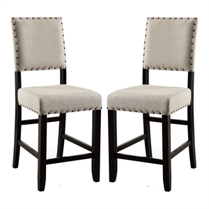 Furniture of America Sinuata Fabric Counter Height Chair in Black (Set of 2)
