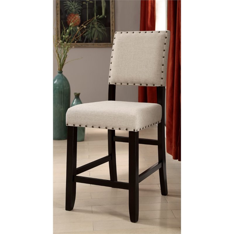 Furniture of America Sinuata Fabric Counter Height Chair in Black (Set of 2)