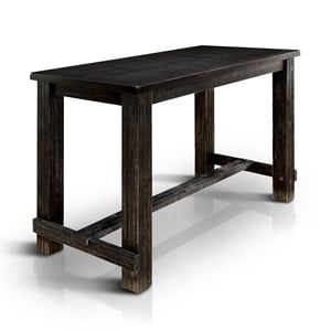 Furniture of America Sinuata Wood 60&quot Counter Height Table in Antique Black