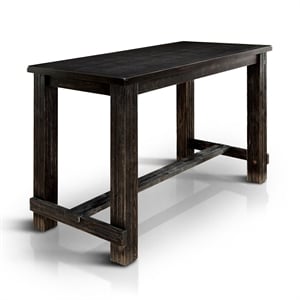 furniture of america sinuata solid wood counter height dining table in antique black