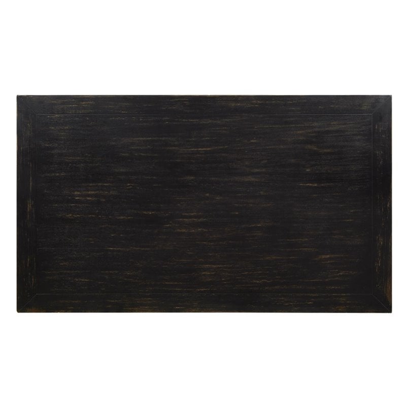 Furniture of America Sinuata Wood Rectangle Dining Table in Antique Black