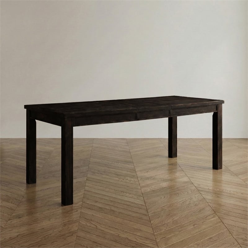 Furniture of America Sinuata Wood Rectangle Dining Table in Antique Black
