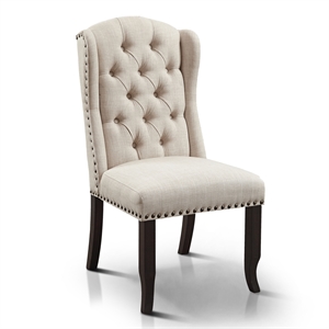 furniture of america sinuata nailhead trim fabric tufted wingback dining side chair (set of 2)
