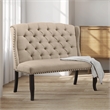 Furniture of America Sinuata Fabric Tufted 2-Seater Loveseat Bench in Beige