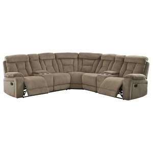 furniture of america daniah transitional fabric padded corner reclining sectional