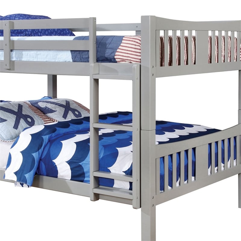 Furniture of America Edith Wood Full over Full Bunk Bed in Gray