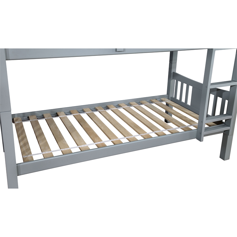 Furniture of America Edith Wood Full over Full Bunk Bed in Gray