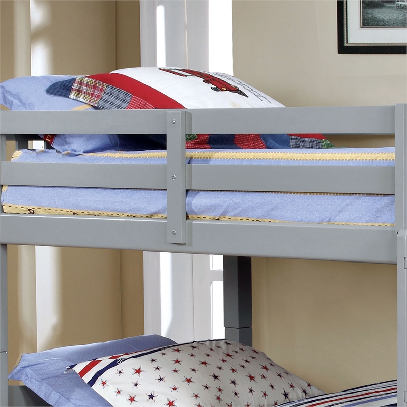 Furniture of America Edith Wood Full over Full Bunk Bed in Gray