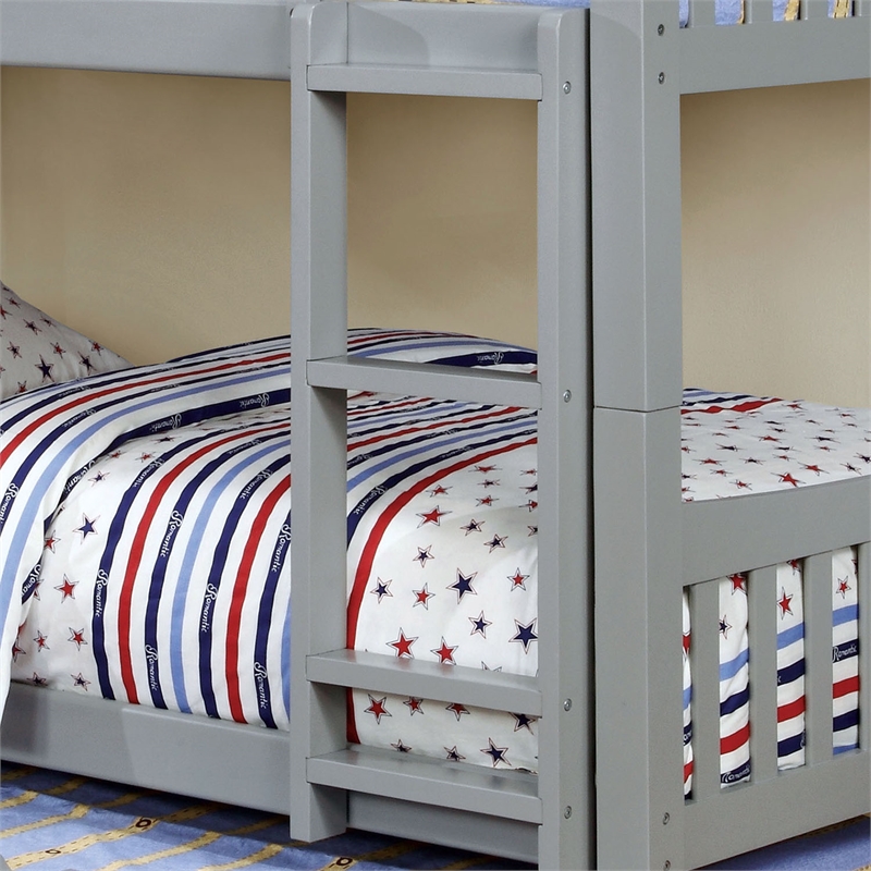 Furniture of America Edith Wood Full over Full Bunk Bed in Gray