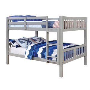 furniture of america edith transitional solid wood bunk bed in gray
