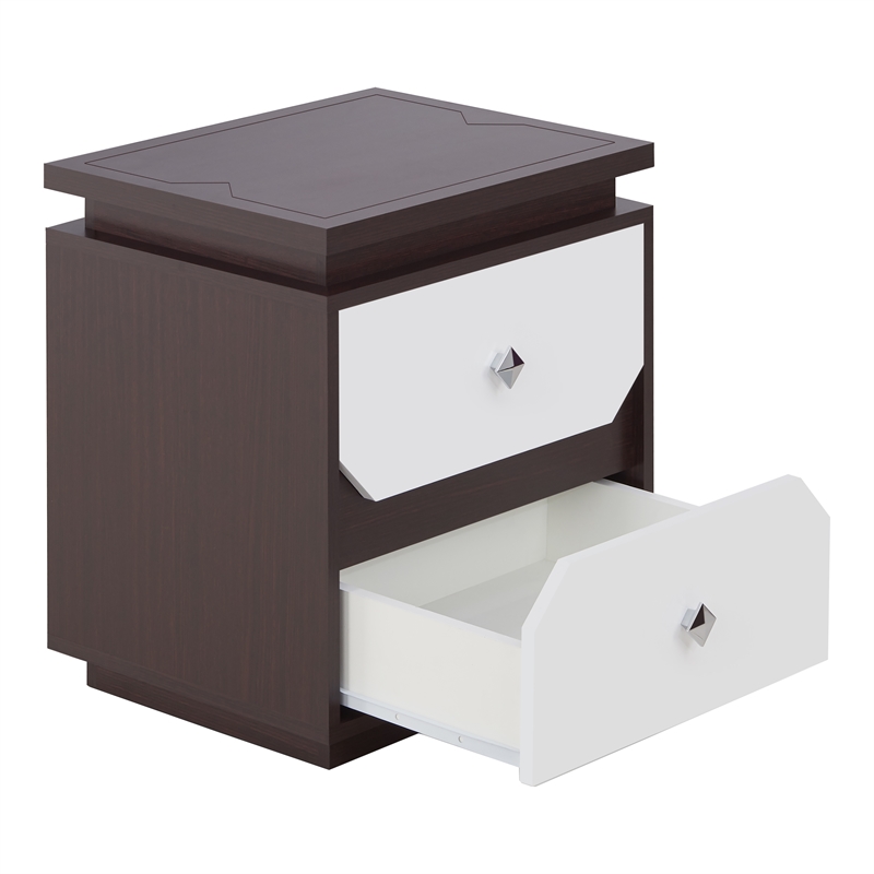 Furniture of America Reynard Contemporary Wood 2-Drawer End Table in Walnut