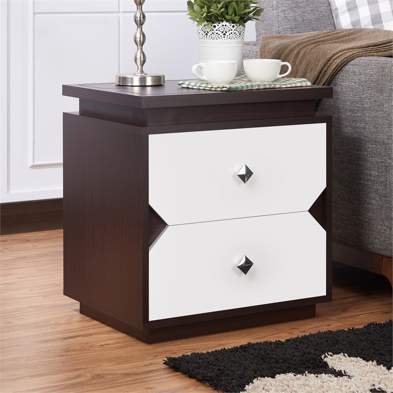 Furniture of America Reynard Contemporary Wood 2-Drawer End Table in Walnut