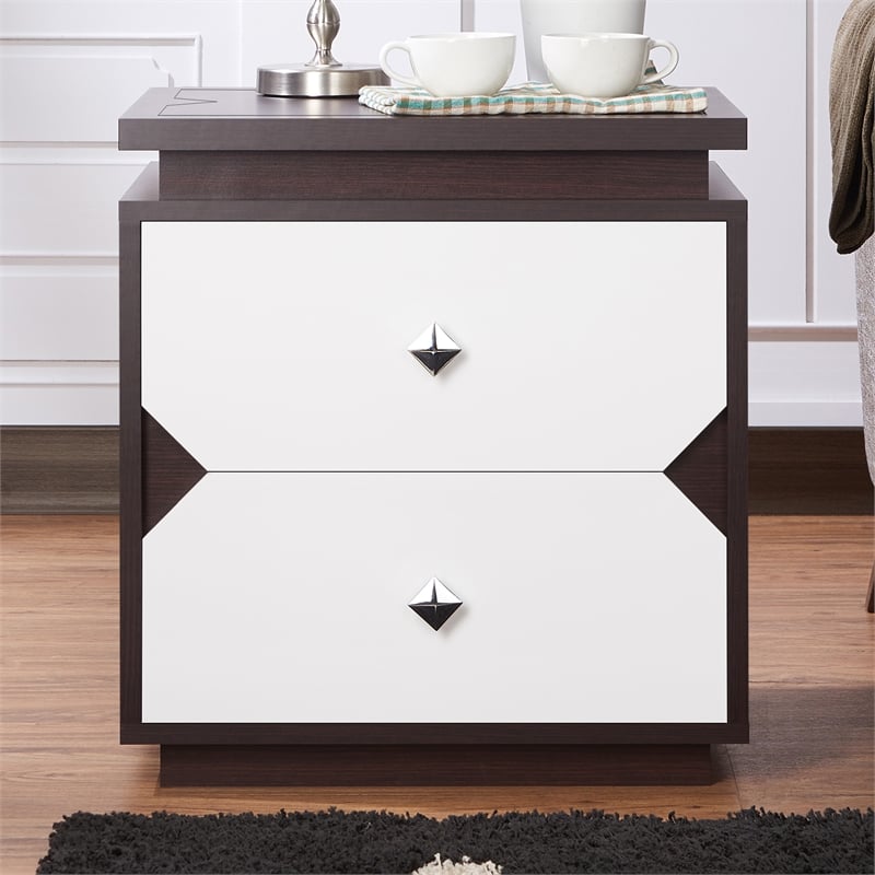 Furniture of America Reynard Contemporary Wood 2-Drawer End Table in Walnut