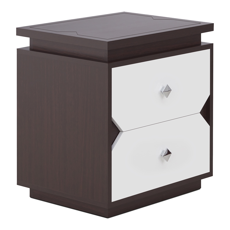 Furniture of America Reynard Contemporary Wood 2-Drawer End Table in Walnut