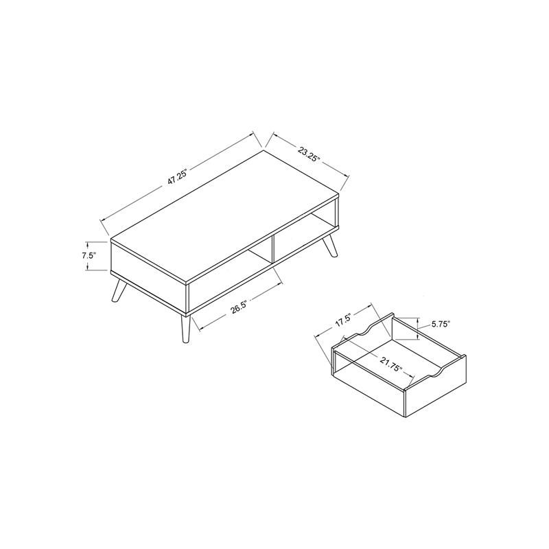 Furniture of America Paulson Wood 1-Drawer Coffee Table in White and Dark Gray