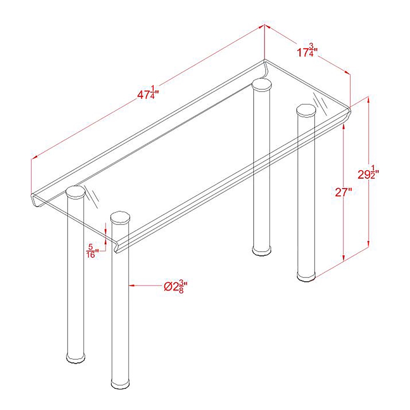 Furniture of America Karnette Glass Top Sofa Table in Champagne Gold