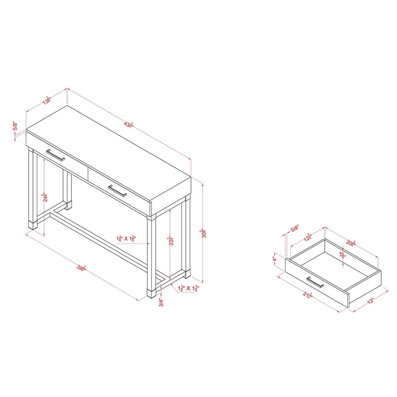 Furniture of America Romano Contemporary Metal 2-Drawer Console Table in Brown
