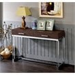 Furniture of America Romano Contemporary Metal 2-Drawer Console Table in Brown