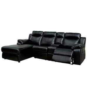 furniture of america baski left facing faux leather reclining sectional