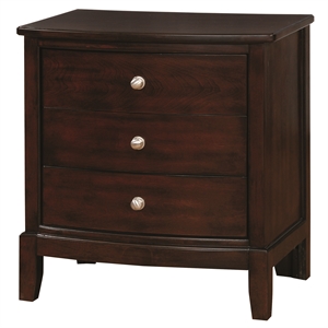 furniture of america monaco wood 3-drawer nightstand in brown cherry