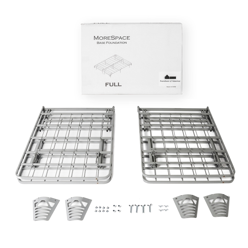 Furniture of America Polosa Transitional Metal Full Bed Frame in Silver