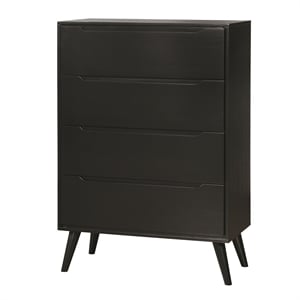 Furniture of America Belkor Mid-Century Modern Wood 4-Drawer Chest in Black