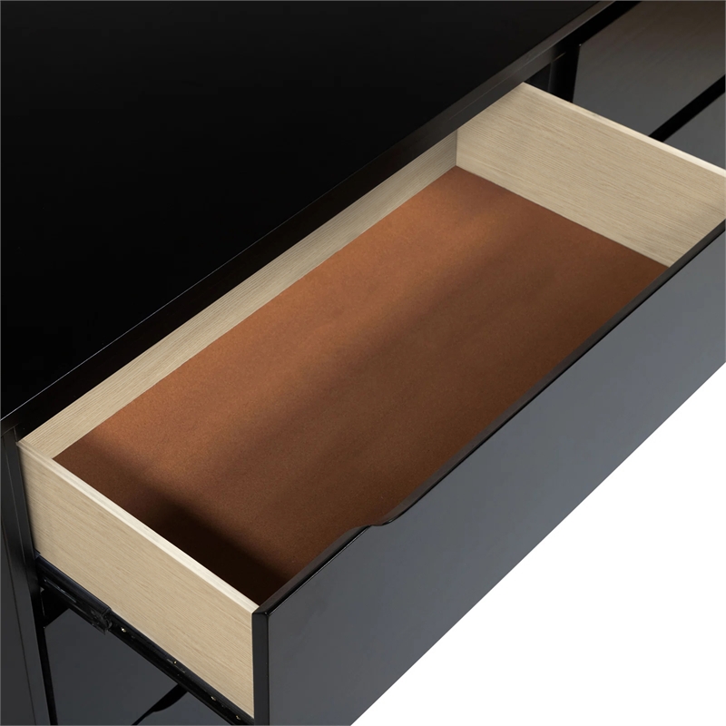 Furniture of America Belkor Wood 6-Drawer Dresser with Oval Mirror in Black