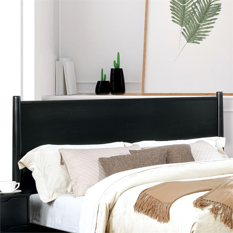 Furniture of America Belkor Solid Wood California King Platform Bed in Black