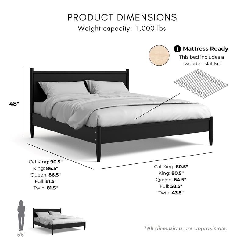 Furniture of America Belkor Solid Wood California King Platform Bed in Black