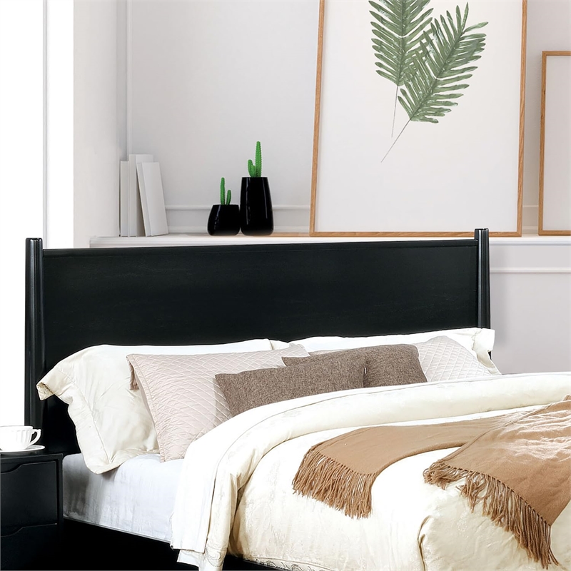 Furniture of America Belkor Solid Wood Queen Platform Bed in Black