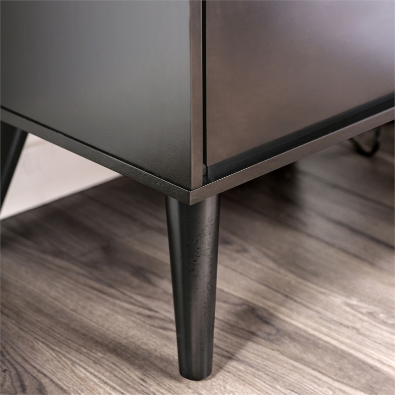 Furniture of America Belkor Mid-Century Modern Wood 2-Drawer Nightstand in Black