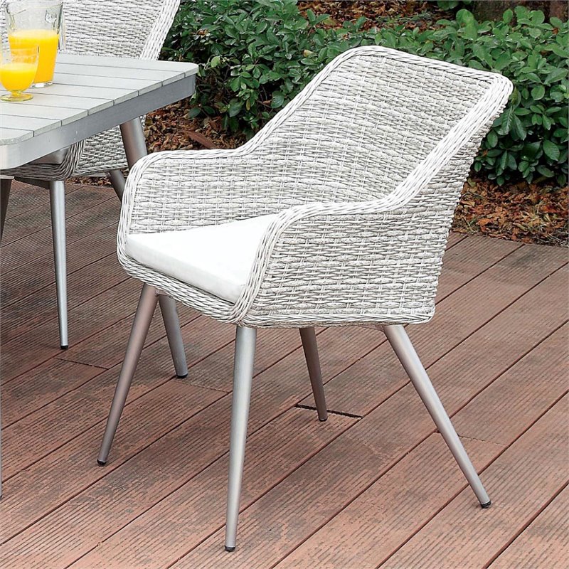 Furniture Of America Merigold Patio Dining Chair In Gray Set 4