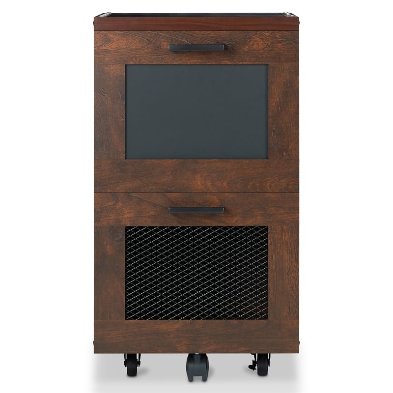 Furniture of America Brynn Industrial Wood Filing Cabinet with Casters in Walnut