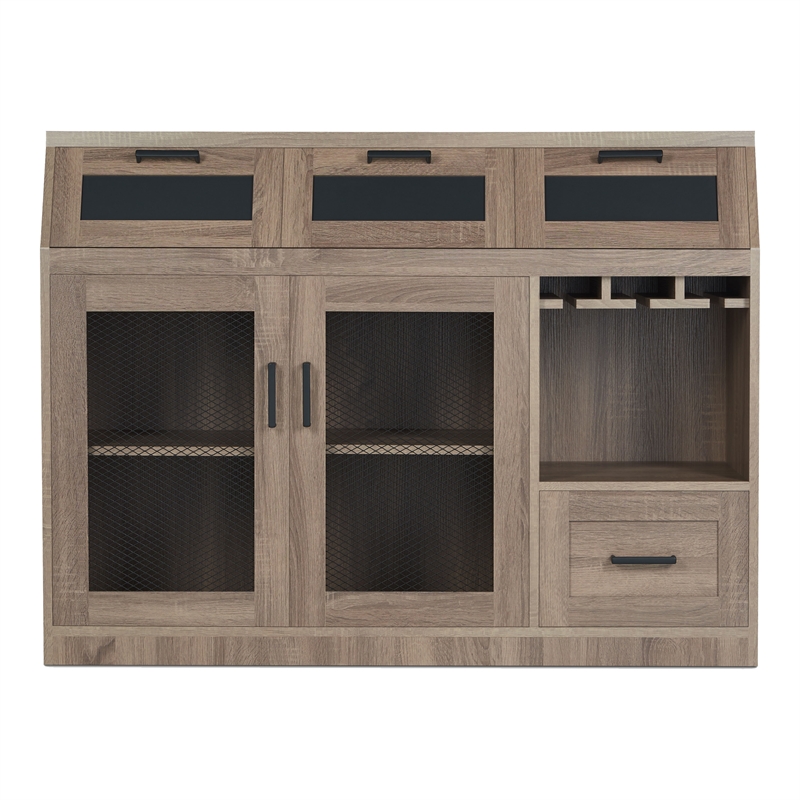 Furniture of America Coffman Wood Wine Storage Buffet in Chestnut Brown