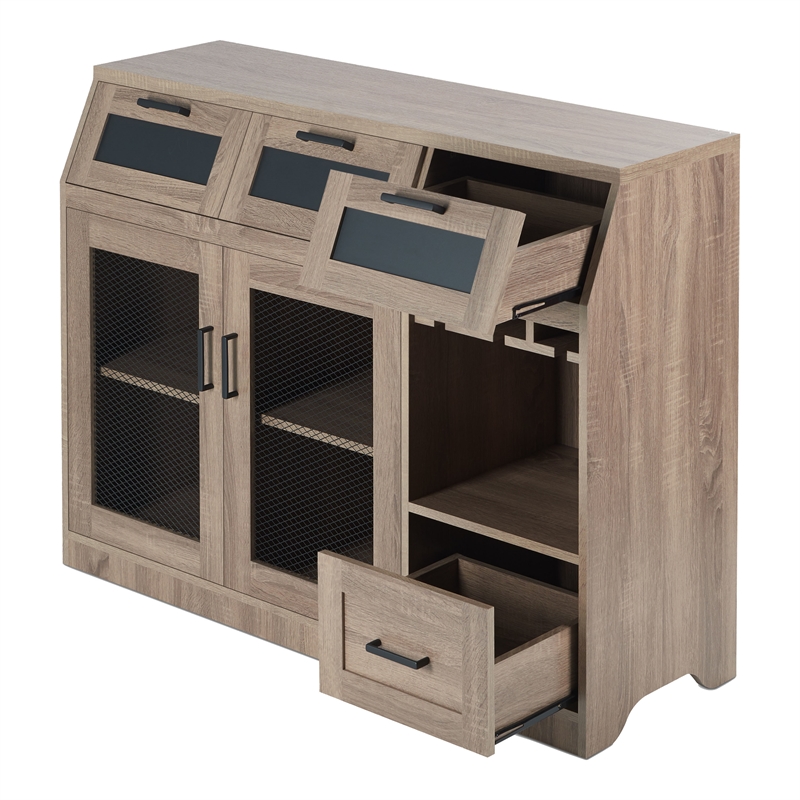 Furniture of America Coffman Wood Wine Storage Buffet in Chestnut Brown