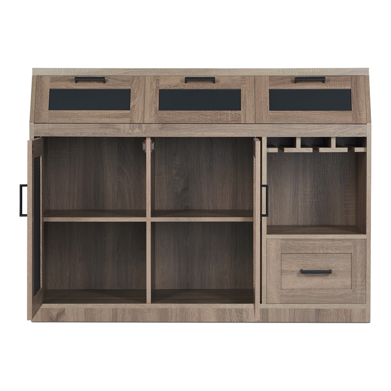 Furniture of America Coffman Wood Wine Storage Buffet in Chestnut Brown