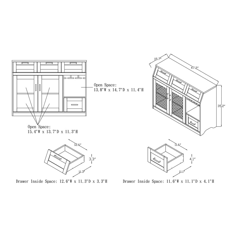 Furniture of America Coffman Wood Wine Storage Buffet in Chestnut Brown
