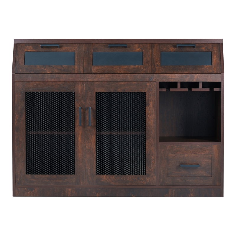 Furniture of America Coffman Wood Wine Storage Buffet in Vintage Walnut