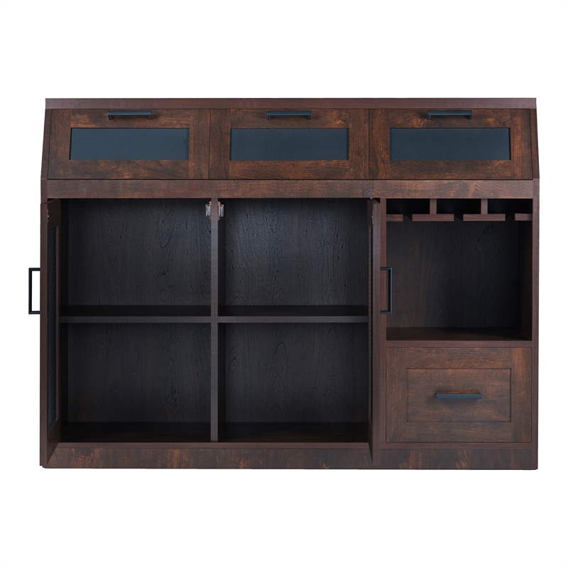 Furniture of America Coffman Wood Wine Storage Buffet in Vintage Walnut