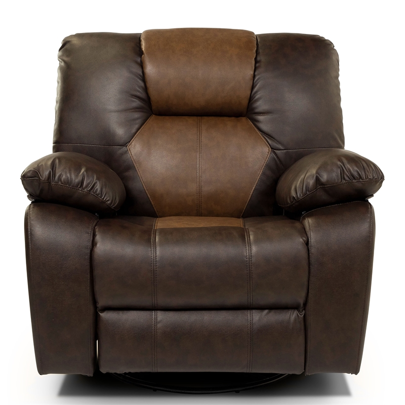 Furniture of America Aberdeen Faux Leather Pillow Top Arms Recliner in Brown IDF6864CH
