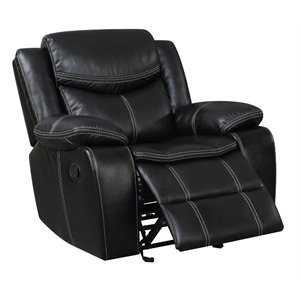 furniture of america calvin transitional faux leather recliner