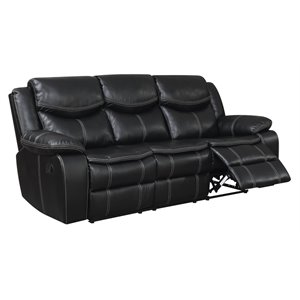 furniture of america calvin transitional faux leather reclining sofa